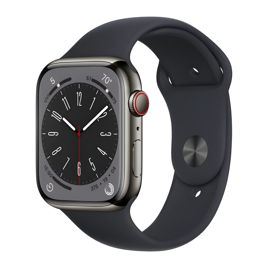 Brugt Apple Watch Series 8 45mm rustfrit stål GPS+Cellular i Grafit fra Apple - testet og certificeret hos Green.dk